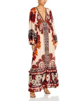 Farm Rio | Winter Tapestry Plunging Neck Maxi Dress,商家Bloomingdale's,价格¥2323