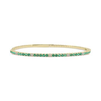 商品Macy's | Emerald (3/4 ct. t.w.) & Diamond (1/6 ct. t.w.) Flexible Bangle Bracelet in 14k Gold (Also in Ruby & Sapphire),商家Macy's,价格¥23430图片