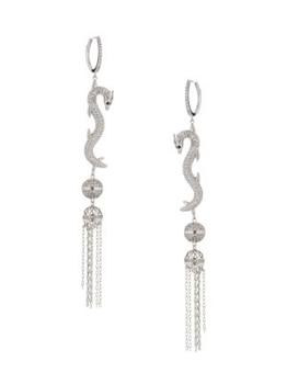 Eye Candy LA | Dragon Rhodium-Plated Crystal Drop Earrings商品图片,5折