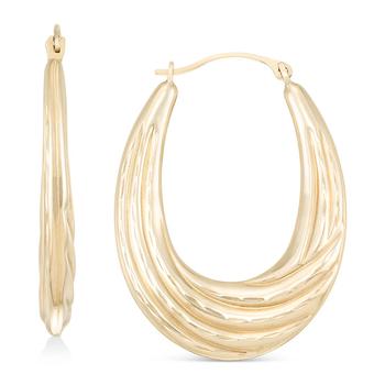 商品Macy's | Textured Graduated Oval Hoop Earrings in 14k Gold, 3/4",商家Macy's,价格¥5015图片