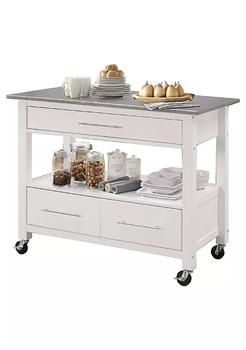 商品Kitchen Cart With Stainless Steel Top, Gray & White,商家Belk,价格¥4142图片