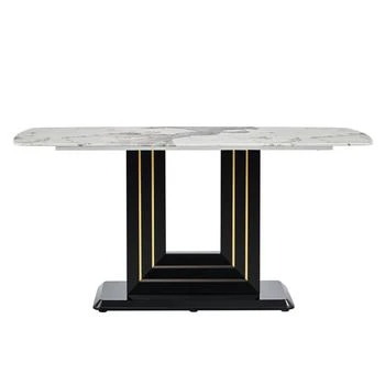 Simplie Fun | Rectangular 63" Marble Dining Table,商家Premium Outlets,价格¥5982