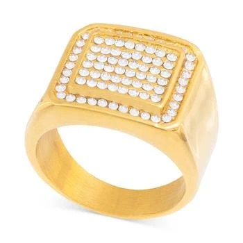 LEGACY for MEN by Simone I. Smith | Men's Crystal Square Cluster Ring in Gold-Tone Ion-Plated Stainless Steel,商家Macy's,价格¥1116