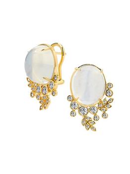 商品Jardin Vine 18K Gold, Moonstone & Diamond Earrings图片