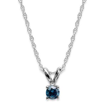 商品10k White Gold Blue Diamond Pendant Necklace (1/6 ct. t.w.)图片