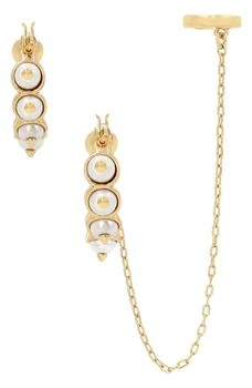 ALL SAINTS | Asymmetric Imitation Pearl Huggie Hoop Earring Set,商家Nordstrom Rack,价格¥222