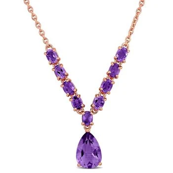 Mimi & Max | Mimi & Max 2 1/3ct TGW Pear Oval-Cut Amethyst Lariat Necklace Rose Silver-18 + 2 ext.,商家Premium Outlets,价格¥281