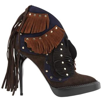 巴宝莉鞋板鞋, Burberry | Lilybell Embroidered 120 V-cut Fringed Ankle Boots商品图片 6.9折