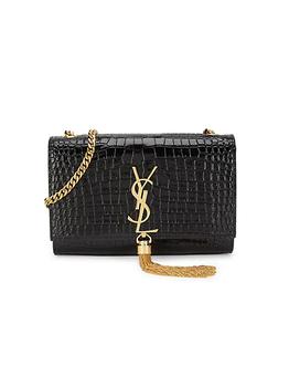 了解ysl小粉条, Yves Saint Laurent | Small Kate Crocodile-Embossed Leather Shoulder Bag With Tassel商品图片 