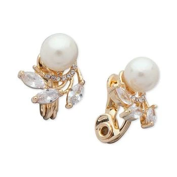 Anne Klein | Cubic Zirconia & Imitation Pearl E-Z Comfort Clip-On Earrings 独家减免邮费