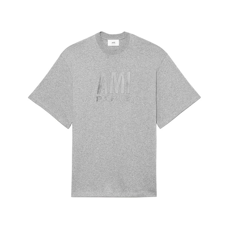 推荐Ami 22年春夏新款 男女同款希瑟灰色纯有机棉大Logo刺绣短袖T恤UTS003.725055商品