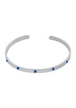 商品Boxed Fine Silver Plated Blue Crystal and Secret Engraved 'Be Brave' Message Cuff Bracelet,商家Belk,价格¥73图片
