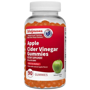 商品Walgreens | Apple Cider Vinegar Gummies with The Mother 500mg Natural Apple,商家Walgreens,价格¥167图片