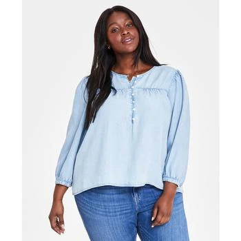 Levi's | Plus Size Halsey 3/4-Sleeve Button-Front Blouse 6折