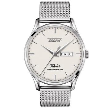 男装tissot automatic, Tissot | Men's Swiss Automatic Heritage Visodate Powermatic 80 Stainless Steel Mesh Bracelet Watch 42mm商品图片 