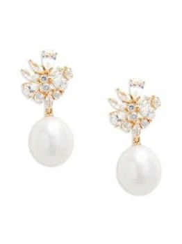 Effy | ​14K Yellow Gold, 9MM Pearl & Sapphire Drop Earrings 2.9折×额外9折, 独家减免邮费, 额外九折