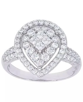 Macy's | Cubic Zirconia Pear Halo Ring in Fine Gold Plate or Fine Silver Plate,商家Macy's,价格¥177