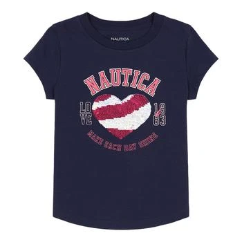 推荐Nautica Toddler Girls' Striped Heart T-Shirt (2T-4T)商品