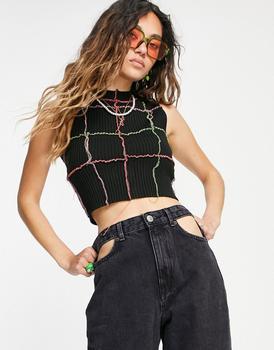 The Ragged Priest代购, The Ragged Priest | The Ragged Priest high neck knitted crop top with overlocking商品图片 7折