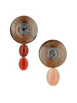 商品D'ESTRËE | Sonia Gold-Plated & Multi-Stone Mismatched Clip-On Earrings,商家Saks Fifth Avenue,价格¥828图片