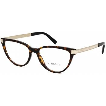 Versace | Versace Women's Eyeglasses - Clear Demo Lens Havana Plastic Cat Eye Frame | VE3271 108 4.8折×额外9折x额外9.5折, 独家减免邮费, 额外九折, 额外九五折