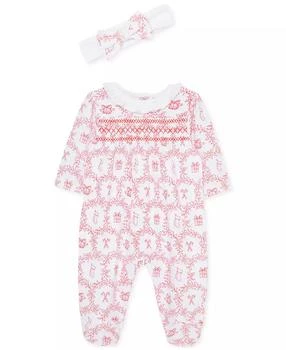 Little Me | Baby Girls Festive Cotton Toile Footed Coverall & Headband Set,商家Macy's,价格¥144