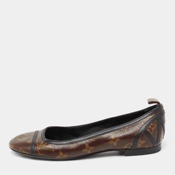 lv新款, [二手商品] Louis Vuitton | Louis Vuitton Dark Brown Monogram Coated Canvas New Revival Ballet Flats Size 37商品图片 满1件减$100, 满减