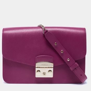 furla metropolis直邮, [二手商品] Furla | Furla Fuchsia Leather Metropolis Shoulder Bag商品图片 7.2折