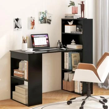 Hivvago | Computer Desk Writing Workstation Office with 6-Tier Storage Shelves-Black,商家Premium Outlets,价格¥1085