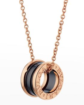 B.Zero1 18k Rose Gold Black Ceramic Necklace,价格$3200