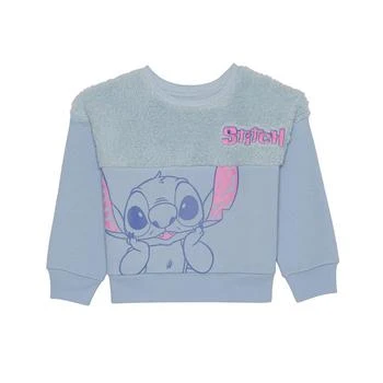 Disney | Toddler Girls Stitch Long Sleeve Sherpa Fleece Pullover Sweatshirt 