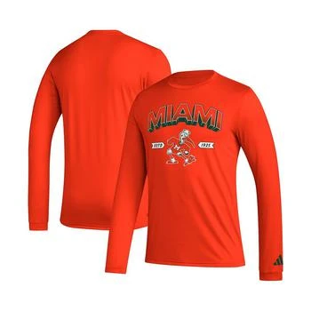 Adidas | Men's Orange Miami Hurricanes Mighty Mascot Pregame Long Sleeve T-shirt 7.3折