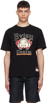 Evisu | Black Cotton T-Shirt商品图片,6.7折