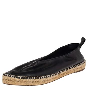 celine鞋真假, [二手商品] Celine | Celine Black Leather Babouche Pointed Toe Espadrilles Flats Size 40商品图片 2.8折