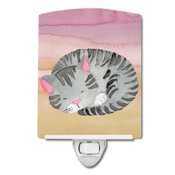 Caroline's Treasures | Sleeping Grey Cat Watercolor Ceramic Night Light,商家Verishop,价格¥192