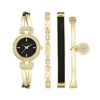 Anne Klein | Women's Gold-Tone Alloy Bangle with Crystal Accents Fashion Watch 37mm Set 4 Pieces商品图片,