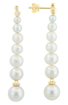 Effy | 14K Gold Diamond & Freshwater Pearl Drop Earrings - 0.13ct. 3.9折, 独家减免邮费