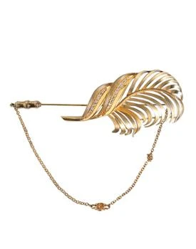 Dolce & Gabbana | Dolce & Gabbana Gold Tone 925 Sterling Silver Leaf Crystal Chain Brooch,商家Siebentaschen,价格¥3008