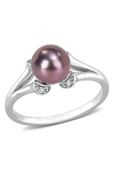 DELMAR | Sterling Silver 7-7.5mm Cultured Freshwater Pearl White Topaz Ring,商家Nordstrom Rack,价格¥525