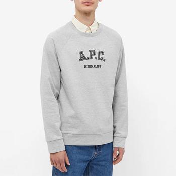 apc真假, A.P.C. | PHIL VARSITY LOGO浅灰色棉质圆领卫衣【香港仓极速发货】商品图片 6.6折×额外5.5折, 额外五五折