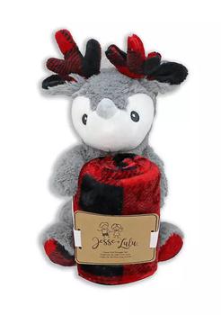 商品Jesse & Lulu | Baby Boys and Girls Check Blanket with Reindeer Plush Toy,商家Belk,价格¥232图片