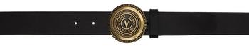 Versace | Black V-Emblem Round Buckle Belt商品图片 独家减免邮费
