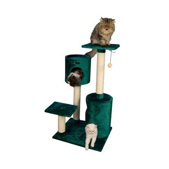 商品Macy's | 43" Real Wood Cat Tree Condo House With 2 Private Condos,商家Macy's,价格¥1074图片