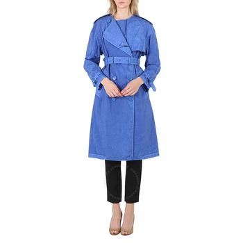 Burberry | Ladies Warm Royal Blue Collarless Double Breasted Trench Coat,商家Jomashop,价格¥3574