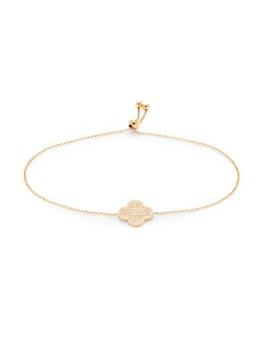 Effy | 14K Yellow Gold Diamond Clover Bracelet商品图片,3折