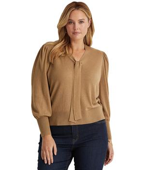 推荐Plus Size Cotton-Blend Puff-Sleeve Sweater商品