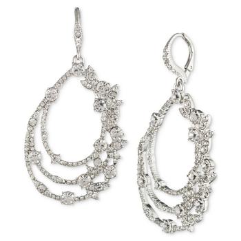 纪梵希耳环海淘, Givenchy | Silver-Tone Pavé Crystal 3-Row Floral Chandelier Earrings商品图片 