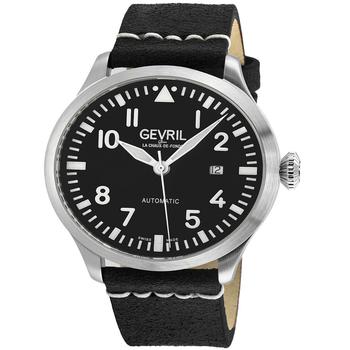 Gevril是什么牌子, Gevril | Men's Vaughn Swiss Automatic Italian Black Leather Strap Watch 44mm商品图片 