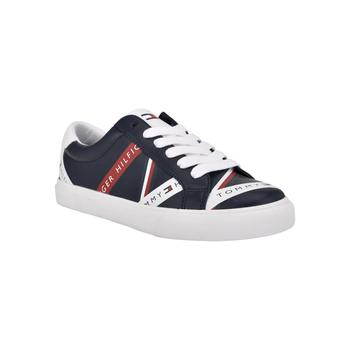Tommy Hilfiger | Tommy Hilfiger Womens Lacen Faux Leather Low Top Casual and Fashion Sneakers商品图片,5.9折×额外9折, 额外九折