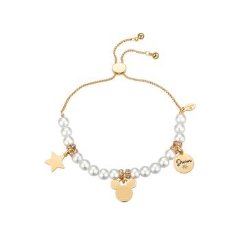 商品Disney | Unwritten Glass White Imitation Pearl Gold-Plated Multi Charm Bracelet,商家Macy's,价格¥385图片